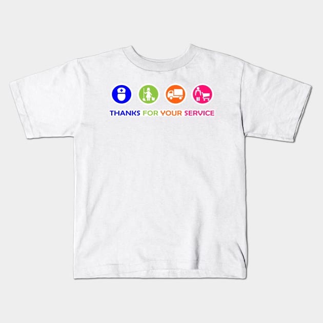 Essential Workers, Thanks For Your Service Kids T-Shirt by Taversia